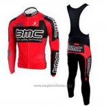 2010 Abbigliamento Ciclismo BMC Rosso Manica Lunga e Salopette