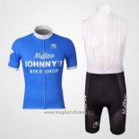 2010 Abbigliamento Ciclismo Johnnys Bianco e Celeste Manica Corta e Salopette