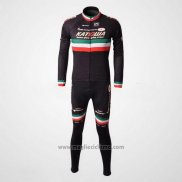 2010 Abbigliamento Ciclismo Katusha Nero Manica Lunga e Salopette