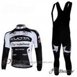 2010 Abbigliamento Ciclismo Kuota Nero e Bianco Manica Lunga e Salopette