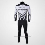 2010 Abbigliamento Ciclismo Shimano Bianco e Nero Manica Lunga e Salopette