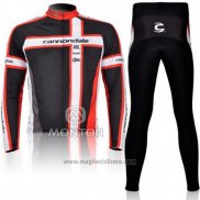 2011 Abbigliamento Ciclismo Cannondale Nero e Rosso Manica Lunga e Salopette