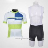 2011 Abbigliamento Ciclismo Santini Verde e Bianco Manica Corta e Salopette