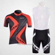 2012 Abbigliamento Ciclismo Giant Nero e Rosso Manica Corta e Salopette