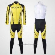 2012 Abbigliamento Ciclismo Scott Nero e Giallo Manica Lunga e Salopette