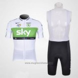 2012 Abbigliamento Ciclismo Sky Lider Bianco e Verde Manica Corta e Salopette