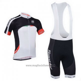 2013 Abbigliamento Ciclismo Santini Nero e Bianco Manica Corta e Salopette