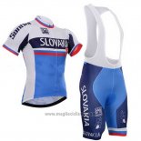 2013 Abbigliamento Ciclismo Slovacchia Bianco e Blu Manica Corta e Salopette