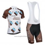 2014 Abbigliamento Ciclismo Ag2rla Marrone Manica Corta e Salopette