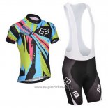 2014 Abbigliamento Ciclismo Fox Celeste e Nero Manica Corta e Salopette