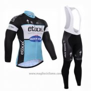 2015 Abbigliamento Ciclismo Etixx Quick Step Nero e Bianco Manica Lunga e Salopette