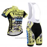 2015 Abbigliamento Ciclismo Tinkoff Saxo Bank Nero e Giallo Manica Corta e Salopette