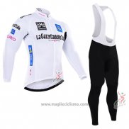 2016 Abbigliamento Ciclismo Giro d'Italia Bianco e Blu Manica Lunga e Salopette