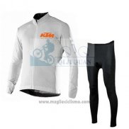 2016 Abbigliamento Ciclismo KTM Bianco Manica Lunga e Salopette