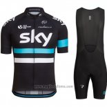 2016 Abbigliamento Ciclismo Sky Blu e Nero Manica Corta e Salopette