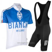 2017 Abbigliamento Ciclismo Bianchi Milano Blu Manica Corta e Salopette