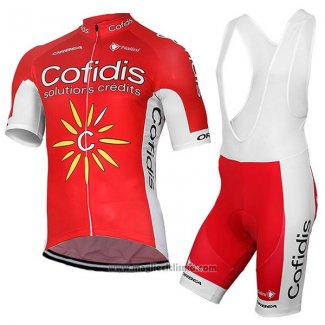 2017 Abbigliamento Ciclismo Cofidis Rosso Manica Corta e Salopette