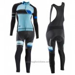 2017 Abbigliamento Ciclismo Donne Orbea Nero e Blu Manica Lunga e Salopette