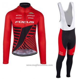 2017 Abbigliamento Ciclismo Focus XC Ml Scuro Rosso Manica Lunga e Salopette