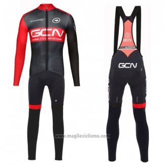 2017 Abbigliamento Ciclismo GCN Nero e Rosso Manica Lunga e Salopette