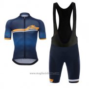 2017 Abbigliamento Ciclismo Santini Blu Manica Corta e Salopette