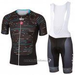 2017 Abbigliamento Ciclismo Sky Nero e Azzurro Manica Corta e Salopette