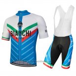 2018 Abbigliamento Ciclismo Bianchi Tiera Bianco e Blu Manica Corta e Salopette
