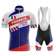 2018 Abbigliamento Ciclismo Campione Francia Blu Bianco Rosso Manica Corta e Salopette