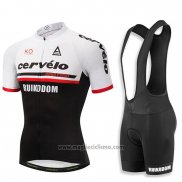 2018 Abbigliamento Ciclismo Cervelo Bianco e Nero Manica Corta e Salopette