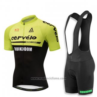 2018 Abbigliamento Ciclismo Cervelo Verde e Nero Manica Corta e Salopette