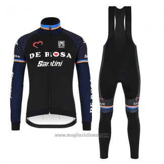 2018 Abbigliamento Ciclismo De Rose Nero Manica Lunga e Salopette