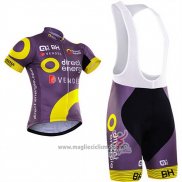 2018 Abbigliamento Ciclismo Direct Energie Fuxia e Giallo Manica Corta e Salopette