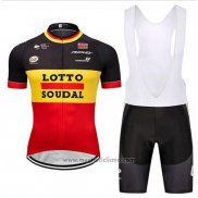 2018 Abbigliamento Ciclismo Lotto Soudal Nero Giallo Rosso Manica Corta e Salopette