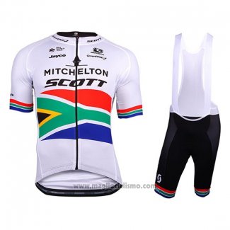 2018 Abbigliamento Ciclismo Mitchelton Scott Campione Sudafrica Manica Corta e Salopette