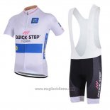 2018 Abbigliamento Ciclismo Quick Step Floors Bianco Manica Corta e Salopette