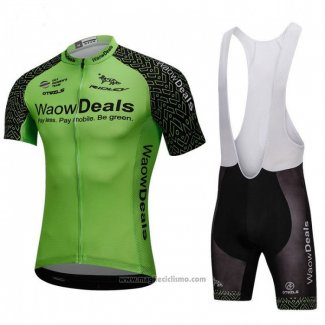 2018 Abbigliamento Ciclismo Waowdeals Verde e Nero Manica Corta e Salopette