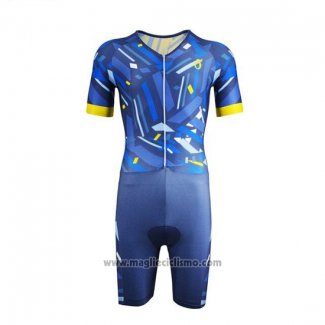 2019 Abbigliamento Ciclismo Emonder-Triathlon Blu Giallo Manica Corta e Salopette