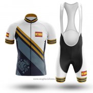 2020 Abbigliamento Ciclismo Campione Spagna Azzurro Giallo Manica Corta e Salopette