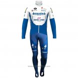 2020 Abbigliamento Ciclismo Deceuninck Quick Step Blu Bianco Manica Lunga e Salopette