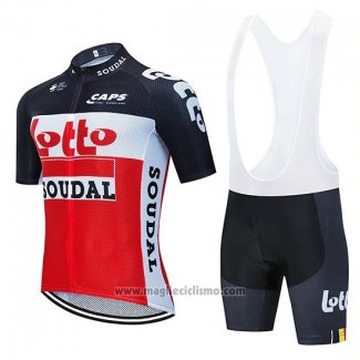 2020 Abbigliamento Ciclismo Lotto Soudal Nero Rosso Bianco Manica Corta e Salopette