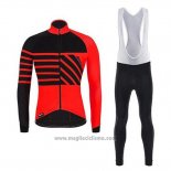 2020 Abbigliamento Ciclismo Santini Svolta Rosso Nero Manica Lunga e Salopette