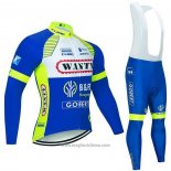 2021 Abbigliamento Ciclismo Wanty-Gobert Cycling Team Blu Bianco Giallo Manica Lunga e Salopette