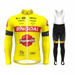 2022 Abbigliamento Ciclismo Bingoal WB Giallo Manica Lunga e Salopette