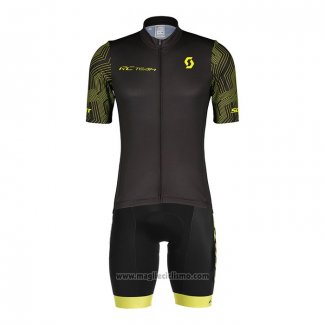 2022 Abbigliamento Ciclismo Scott Bianco Giallo Manica Corta e Salopette