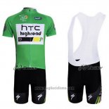 2011 Abbigliamento Ciclismo HTC Highroad Verde e Bianco Manica Corta e Salopette