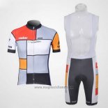 2011 Abbigliamento Ciclismo Santini Bianco e Grigio Manica Corta e Salopette