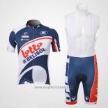 2012 Abbigliamento Ciclismo Lotto Belisol Bianco e Blu Manica Corta e Salopette