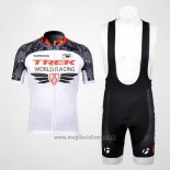 2012 Abbigliamento Ciclismo Trek Bianco e Grigio Manica Corta e Salopette