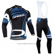 2014 Abbigliamento Ciclismo Orbea Nero e Blu Manica Lunga e Salopette