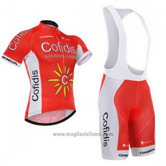 2015 Abbigliamento Ciclismo Cofidis Rosso Manica Corta e Salopette